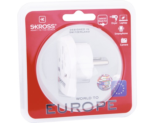Adaptér cestovní zástrčky Skross World to Europe v balení