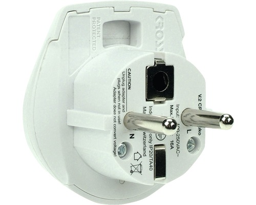 Bílý cestovní adaptér do zásuvky