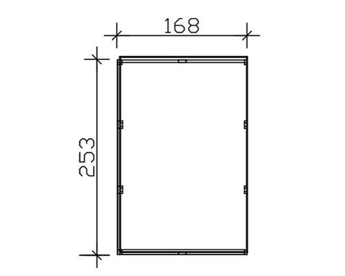 Technický výkres rámu o rozměrech 168 x 253