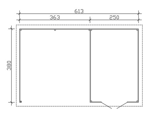 Půdorys zahradního domku s rozměry