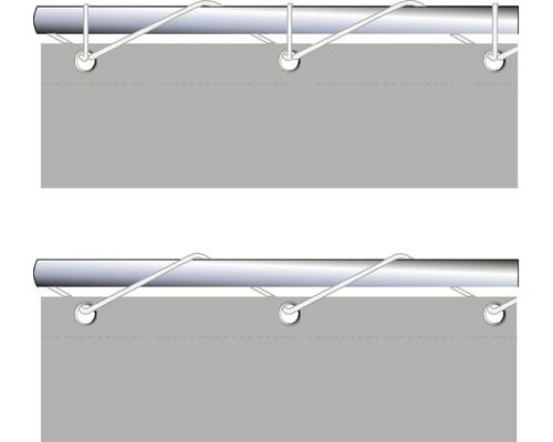 Šedá zástěna se očky a upevněním