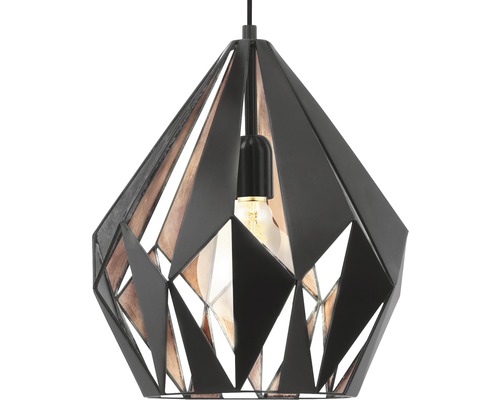 Černé závěsné svítidlo v diamantovém designu s geometrickými tvary