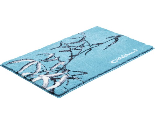 Tyrkysová koupelnová předložka s bambusovým motivem