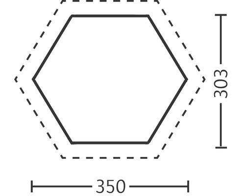 Technický výkres šestiúhelníkového tvaru s rozměry