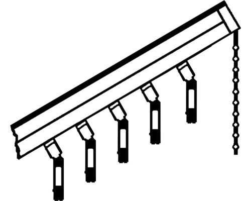 Lišta s několika závěsy a řetízkovým mechanismem
