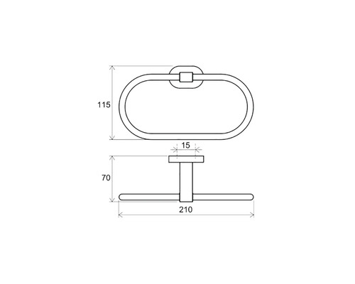 Technický výkres kruhového držáku na ručníky s rozměry