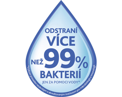 Symbol: Odstraní více než 99 procent bakterií pouze s vodou.