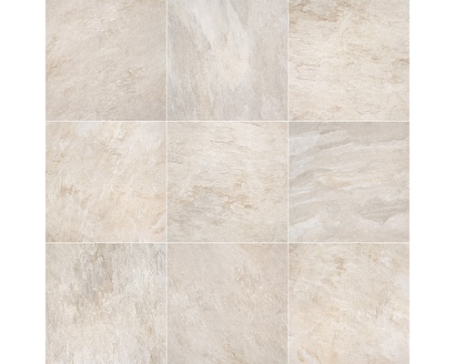 Devět světlých podlahových dlaždic s kamennou strukturou
