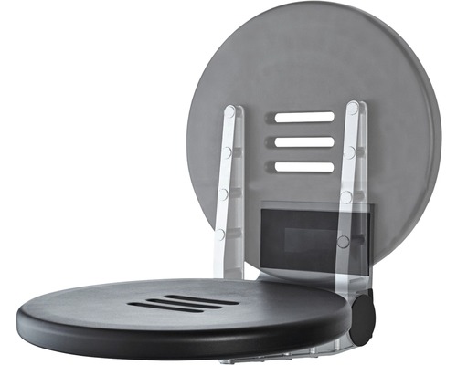 Nástěnná stolička z plastu se skládacím mechanismem