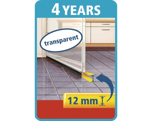 Dveřní těsnění s kartáčem, transparentní, 12 mm mezera, záruka 4 roky