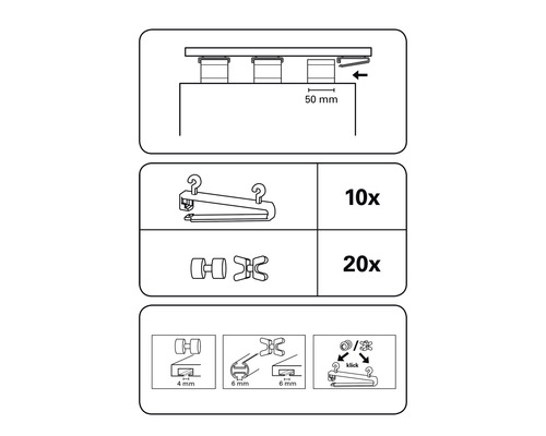 Návod k instalaci záclonového příslušenství s údaji o množství