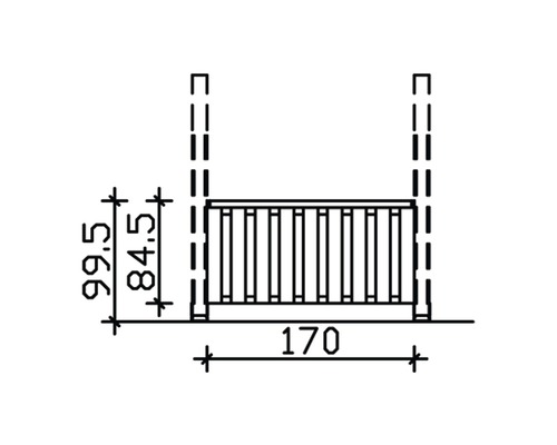 Technický nákres plotového dílu s rozměry.