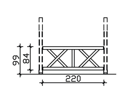 Technický nákres plotového dílu s údaji o šířce a výšce