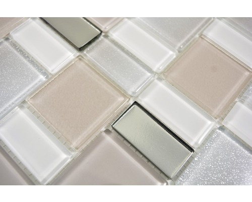 Mozaiková dlaždice ze skla se čtvercovými a obdélníkovými prvky