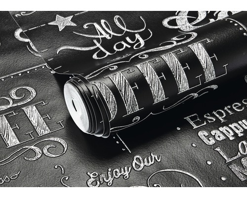 Role černé tapety s motivem kavárny.