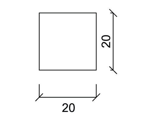 Čtvercový tvar s rozměry 20 x 20