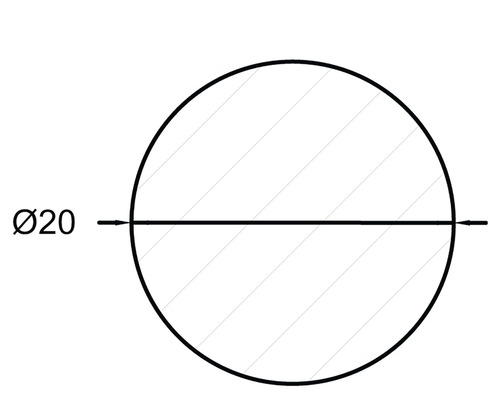 Technický nákres kruhu o průměru 20