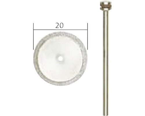 Diamantový řezný kotouč o průměru 20 milimetrů s dříkem