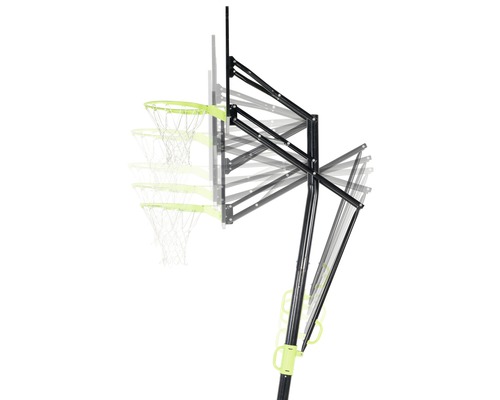 Výškově nastavitelný basketbalový koš s různými nastaveními výšky