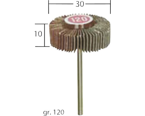 Lamelový štětkový kolík, zrnitost 120, průměr 30 milimetrů