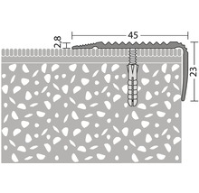 ALU schodový profil NOVA ocel.matný 2,7m 45x23mm šroubovací (předvrtaný)-thumb-1