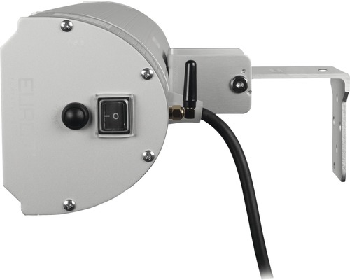 Detailní pohled na zařízení s vypínačem, anténou a kabelem