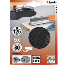 Brusné kotouče se suchým zipem, zrnitost 80, průměr 125 mm, 5 kusů, univerzální