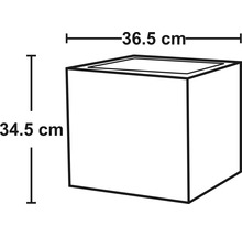 Ilustrace květináče o rozměrech 36,5 cm na šířku a 34,5 cm na výšku.