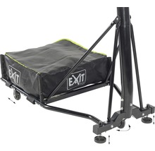 Detailní pohled na basketbalový stojan s mobilní základnou a nastavitelnými nožičkami.