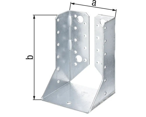 Kovová patka sloupku s otvory a rozměry