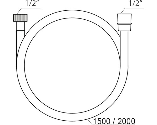 Hadicí o průměru 1/2 palce a délce 1500 až 2000 mm