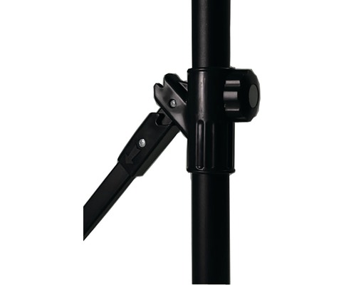 Detailní pohled na stativ s aretační pákou a otočným knoflíkem