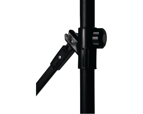 Detailní pohled na černý stativ s uzamykacím mechanismem