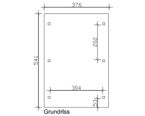 Půdorys s rozměry a pozicemi vrtání