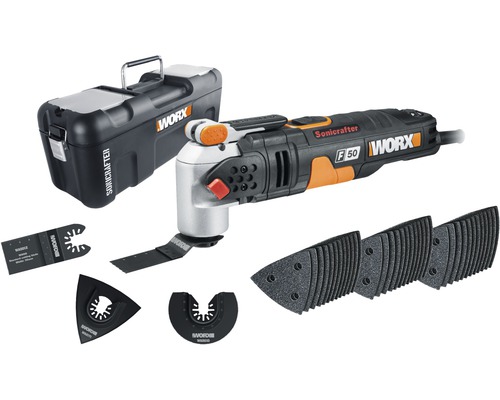 Multifunkční nástroj Worx Sonicrafter F50 s příslušenstvím a úložným kufříkem