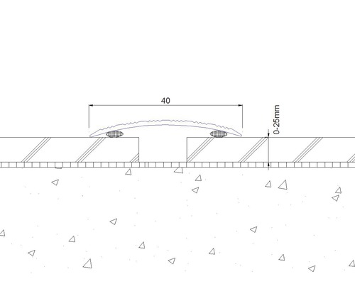 Ilustrace přechodového profilu s rozměry 40 milimetrů a 0 až 25 milimetrů