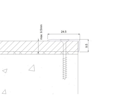 Technický výkres profilu hrany schodu s rozměry