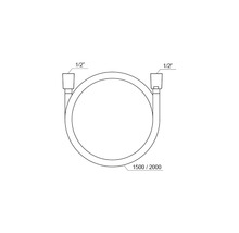 Schéma pancéřové hadice s 1/2palcovými přípojkami a délkou 1500 až 2000 milimetrů
