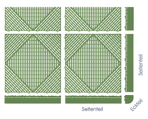 Systém zacvakávacích dlaždic s bočním a rohovým dílem
