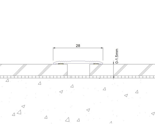 Technický výkres profilu o rozměrech 28 milimetrů a 0 až 1,5 milimetru