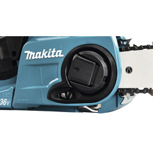 Logo společnosti Makita na řetězové pile s mazivem na řetězy