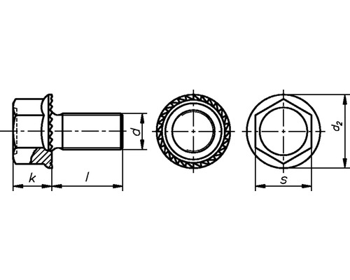 Technický výkres šroubu s přírubou a rozměry