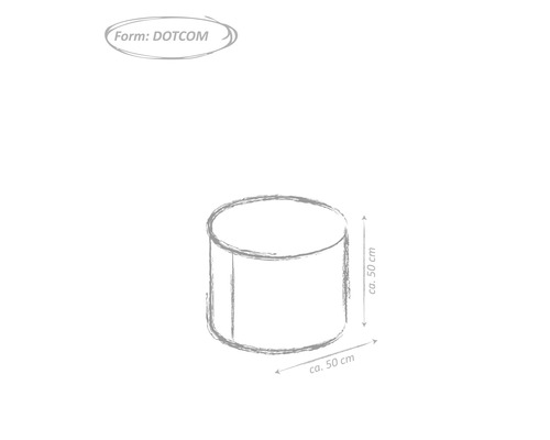 Nákres kulaté stoličky o rozměrech přibližně 50 krát 50 centimetrů.