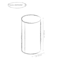 Nákres kulatého stolu s výškou přibližně 100 centimetrů a průměrem přibližně 50 centimetrů