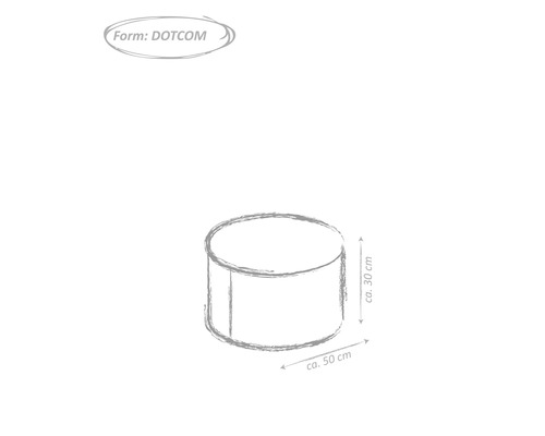 Nákres kulaté stoličky o rozměrech přibližně 50 krát 30 centimetrů