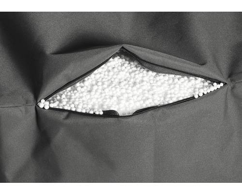 Detail pohledu na sedací vak se zipem a výplní