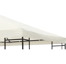 Detail party stanu s ocelovým rámem a látkovou střechou