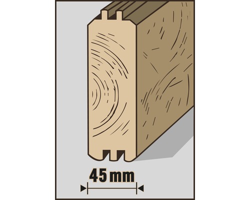 Dřevěný profil o šířce 45 milimetrů