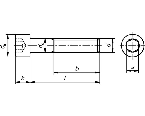 Technický výkres šroubu s rozměry