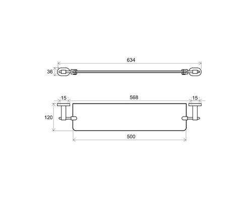 Technický výkres držáku na ručníky s rozměry